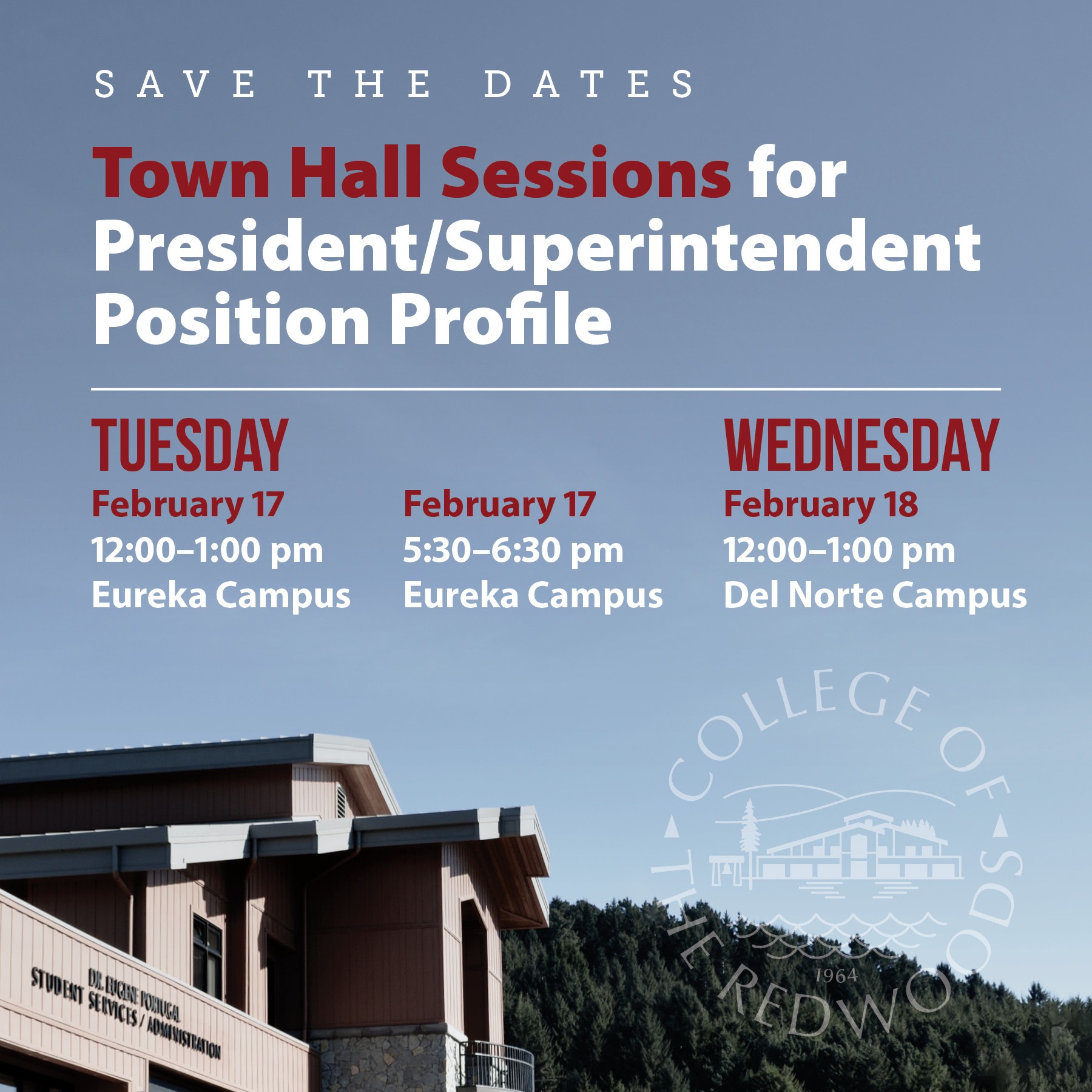 student services building against the redwood skyline